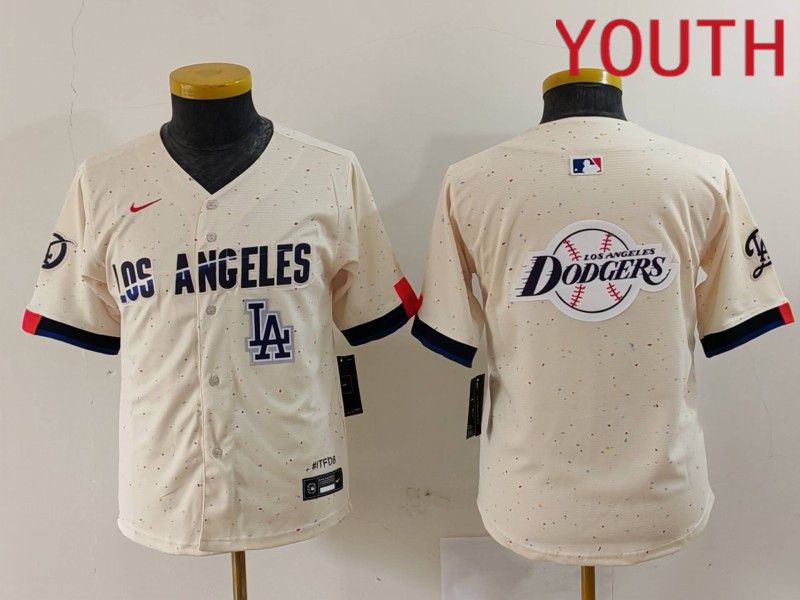 Youth Los Angeles Dodgers Blank Cream Fashion Nike Game MLB Jersey style 6299->women mlb jersey->Women Jersey